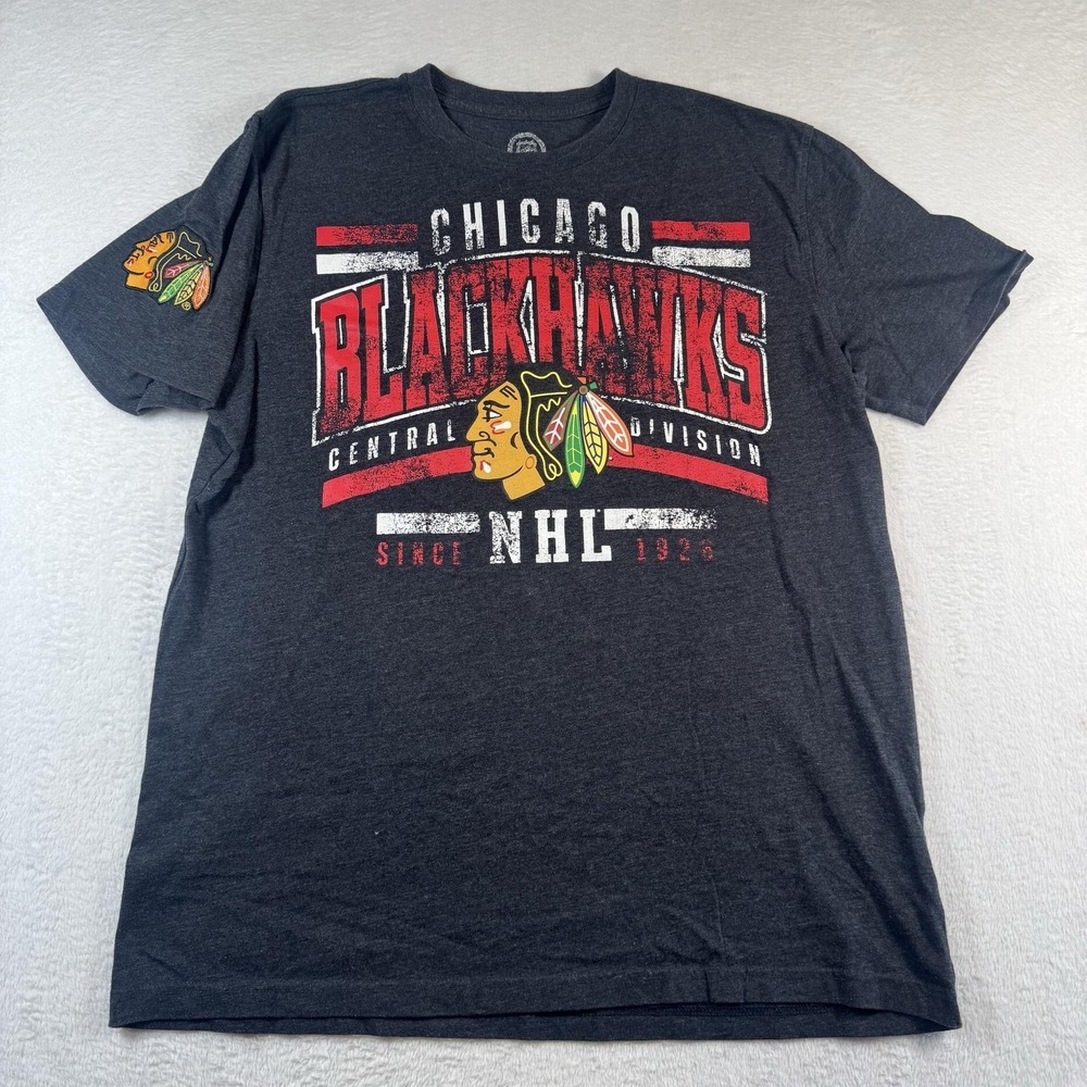 Chicago Blackhawks Shirt Mens XL Gray NHL Hockey Central Division Graphic Tee‎